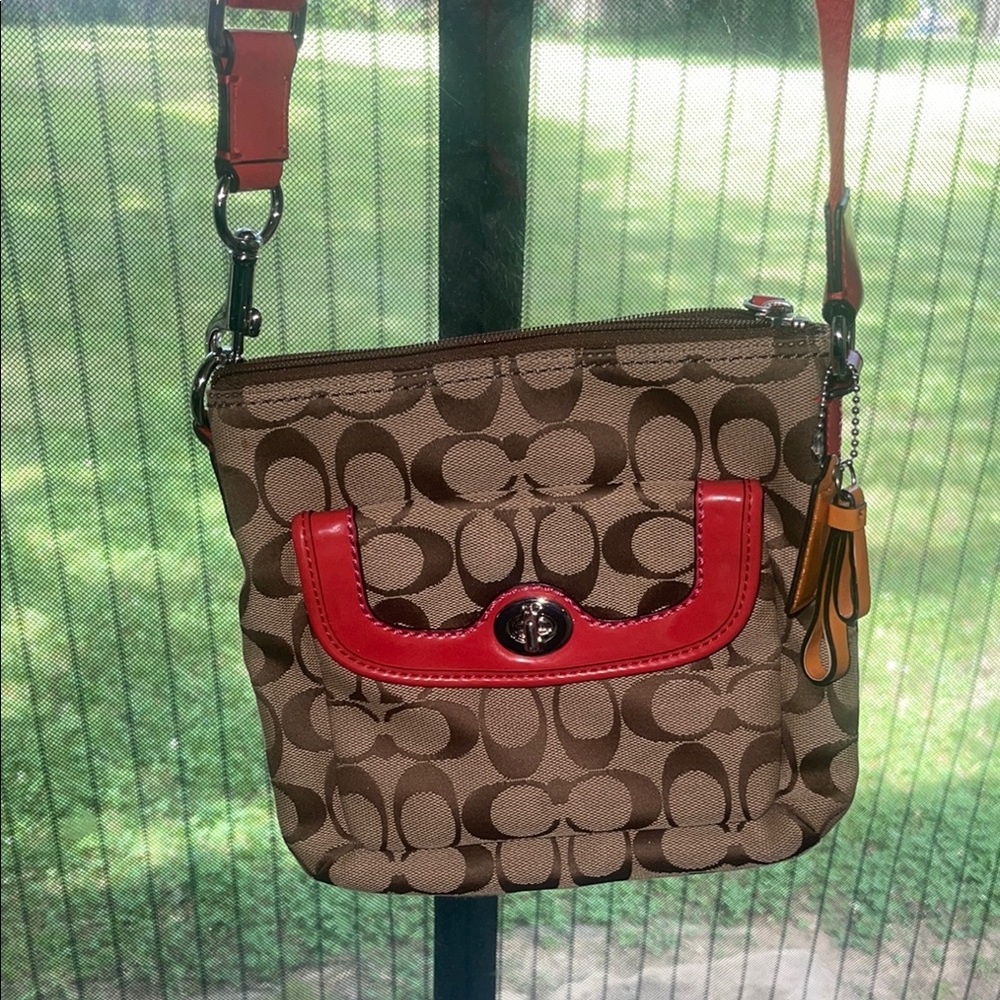 Coach Brown and Red Crossbody Bag